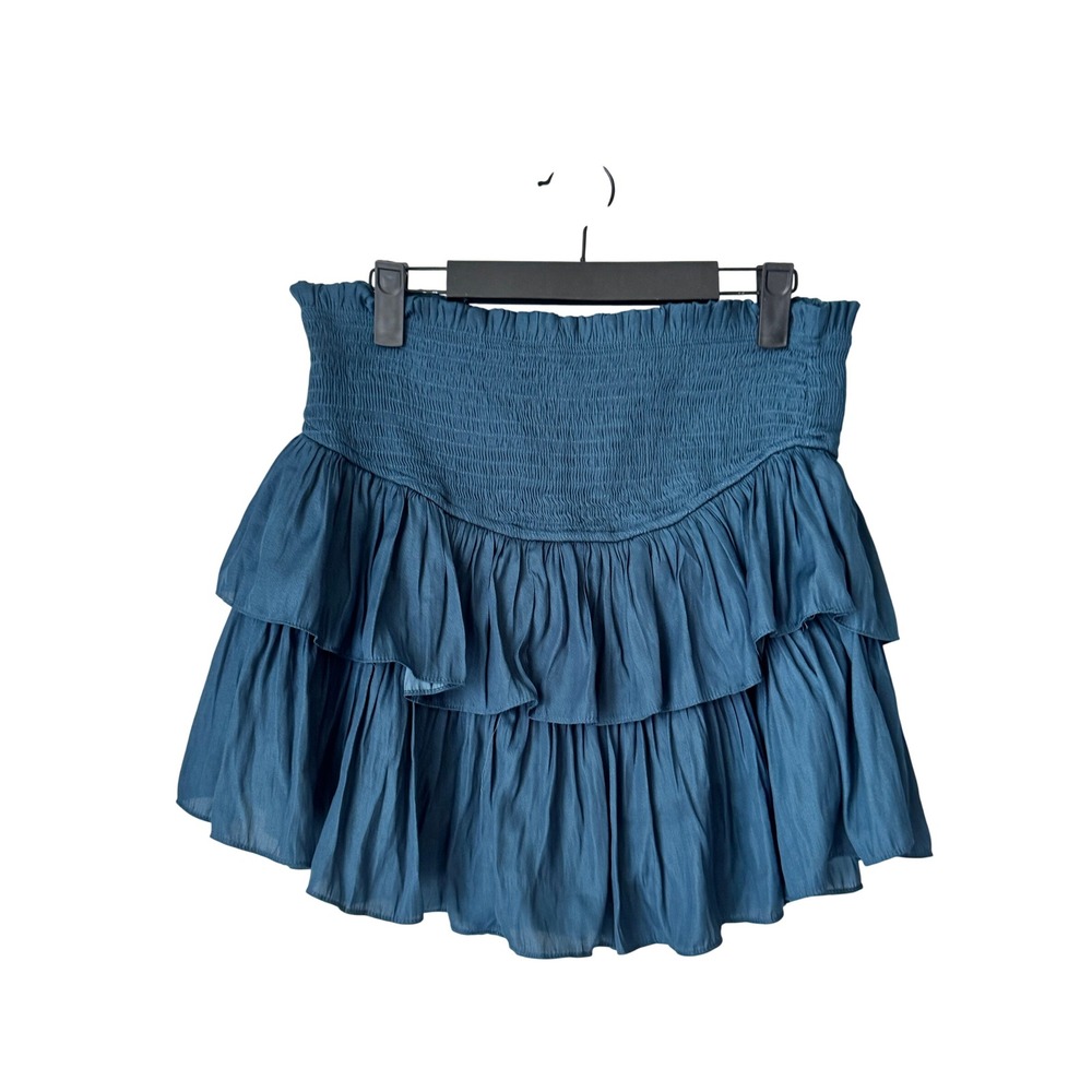 Mustard Seed Teal Blue Smocked Ruffle Tiered Mini Skort Size L